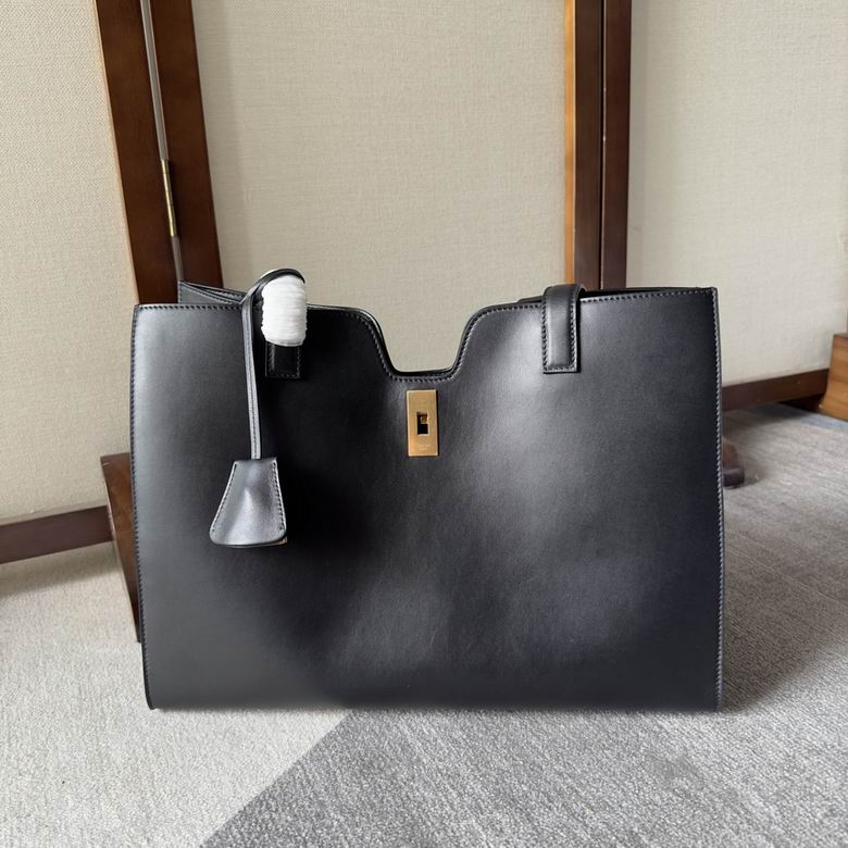 Celine Cabas 16 Tote Bag in Black Smooth Calfskin with Gold Turn-Lock