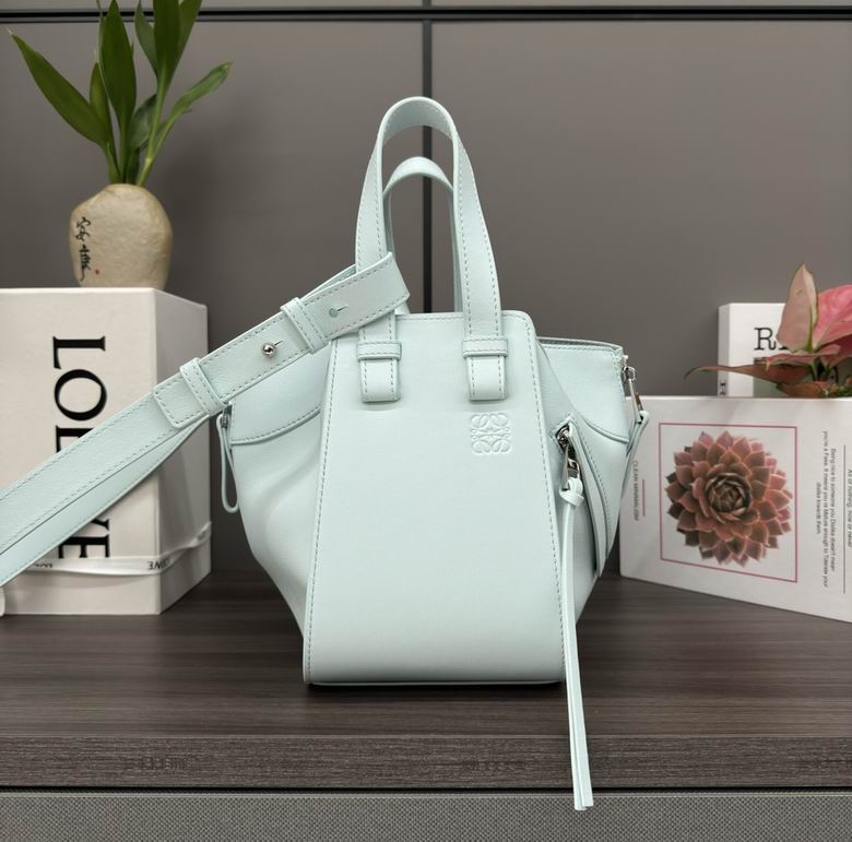 Loewe Hammock Compact Top-Handle Bag in Pale Mint Blue Calfskin