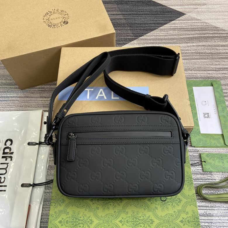 Gucci GG Embossed Camera-Style Crossbody Bag in Black