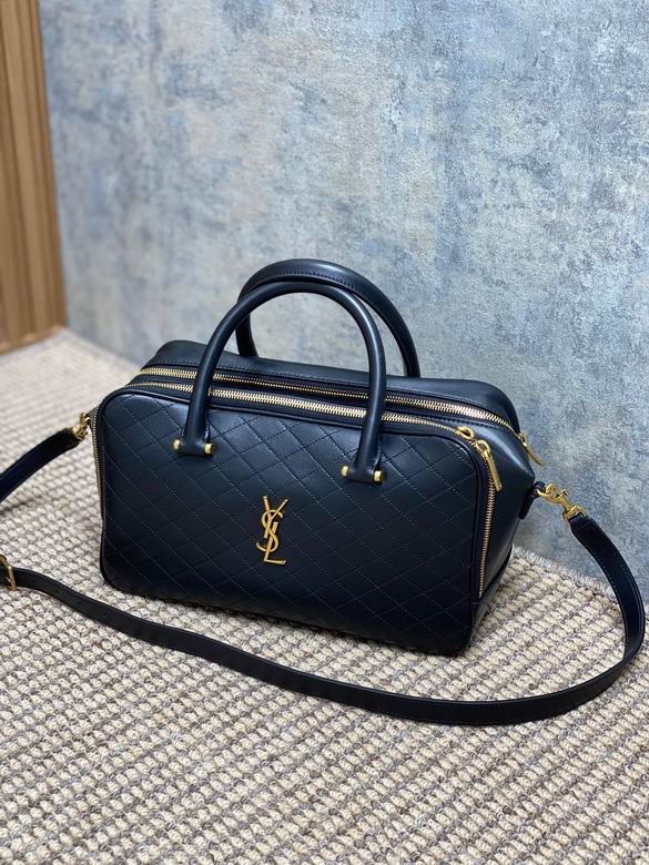 Saint Laurent Gaby Duffle Top-Handle Bag in Black Quilted Leather