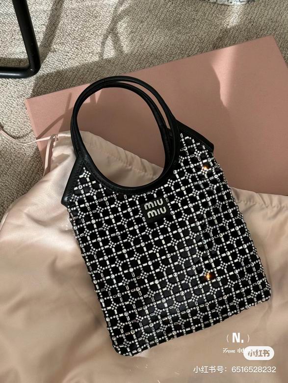 Miu Miu Ivy Mini Crystal-Embellished Tote Bag in Black