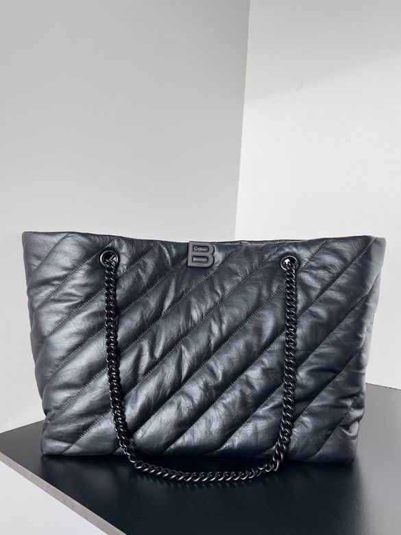 Balenciaga Crush Large Chain Tote Bag in Black Quilted Leather