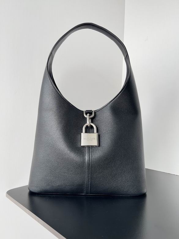 Balenciaga Locker Hobo Shoulder Bag in Black Grained Leather