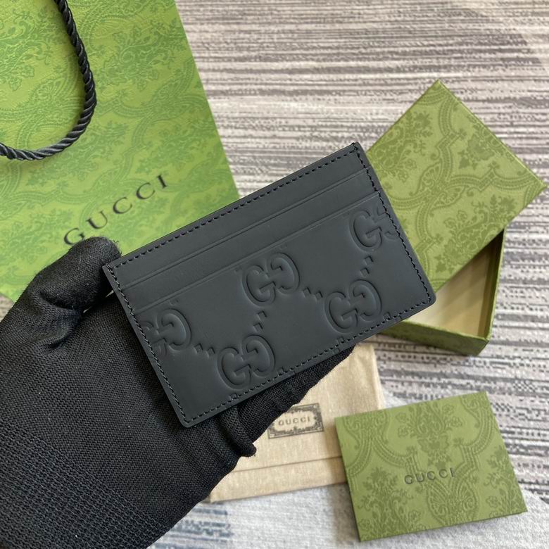 Gucci GG Embossed Card Case in Black Leather