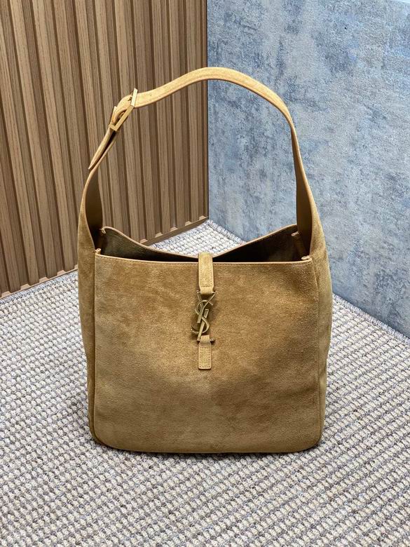 Saint Laurent Le 5 à 7 Hobo Shoulder Bag in Camel Suede with YSL Logo