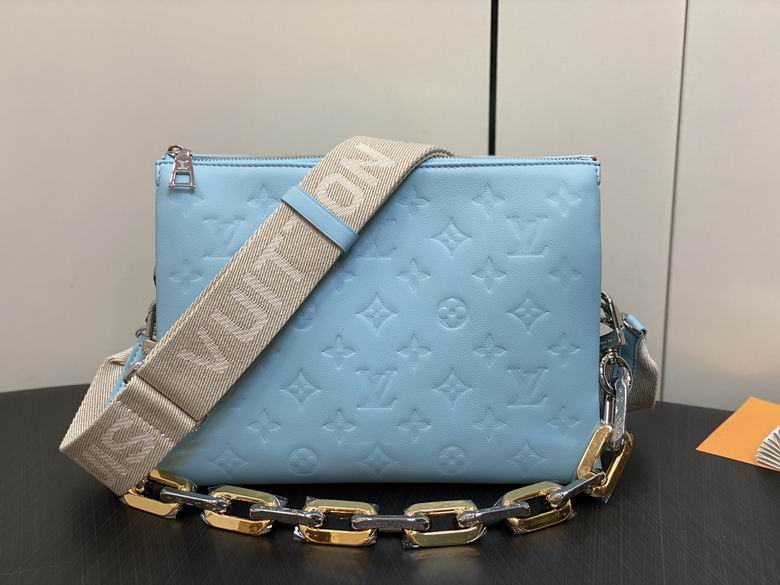 Louis Vuitton Coussin PM Shoulder Bag in Light Blue Embossed Lambskin