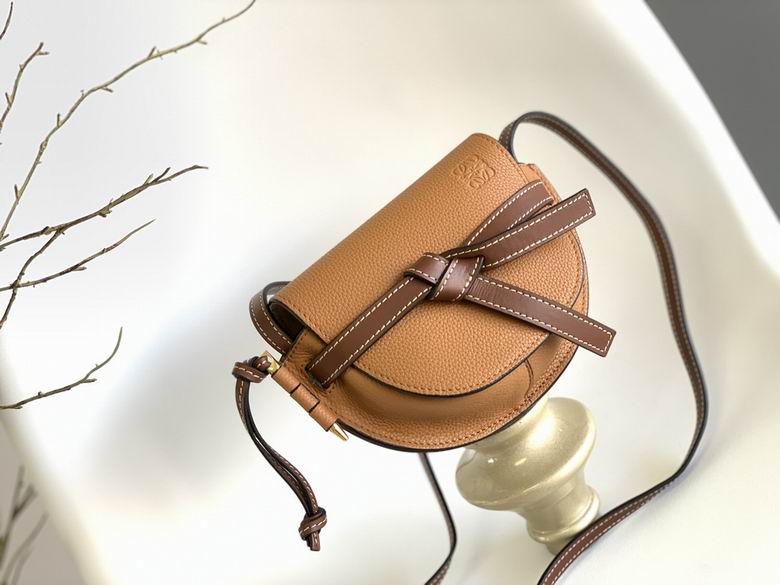 Loewe Gate Dual Mini Crossbody Saddle Bag in Tan Grained Calfskin