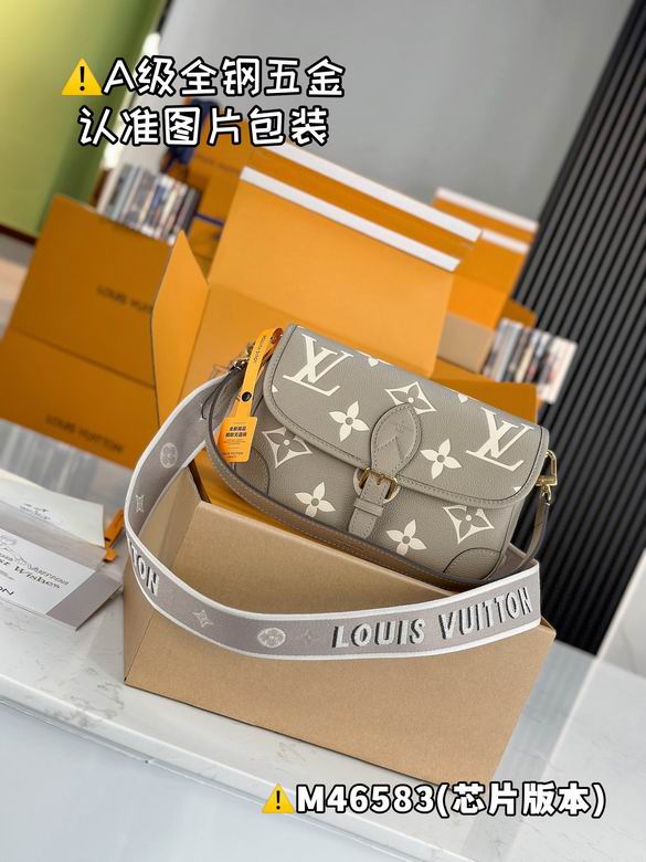 Louis Vuitton Diane Shoulder Bag in Grey and Cream Monogram Empreinte Leather