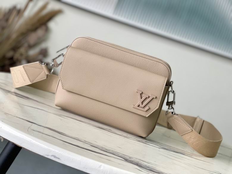 Louis Vuitton Fastline Messenger Crossbody Bag in Beige Grained Leather