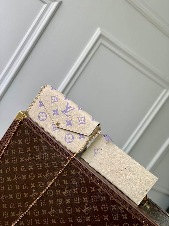 Louis Vuitton Pochette Félicie Chain Bag in Cream and Lavender Monogram Empreinte