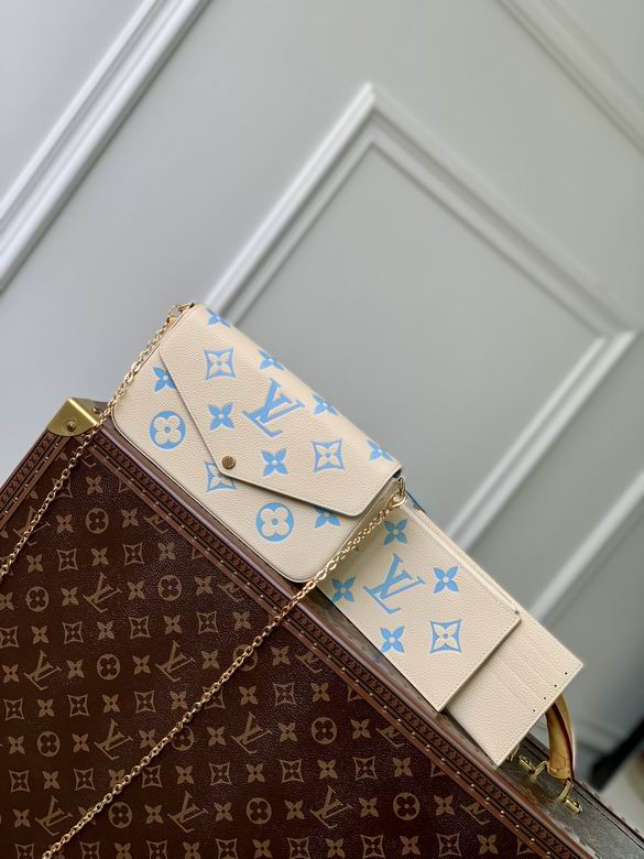 Louis Vuitton Pochette Félicie Chain Bag in Cream and Blue Monogram Empreinte