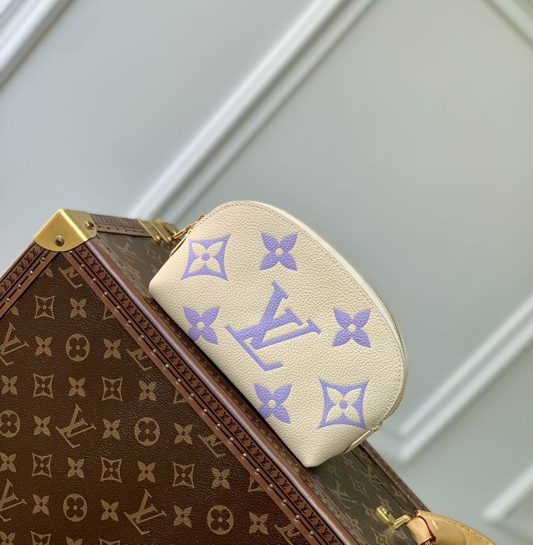 Louis Vuitton Cosmetic Pouch PM in Cream Monogram Empreinte Leather with Lilac