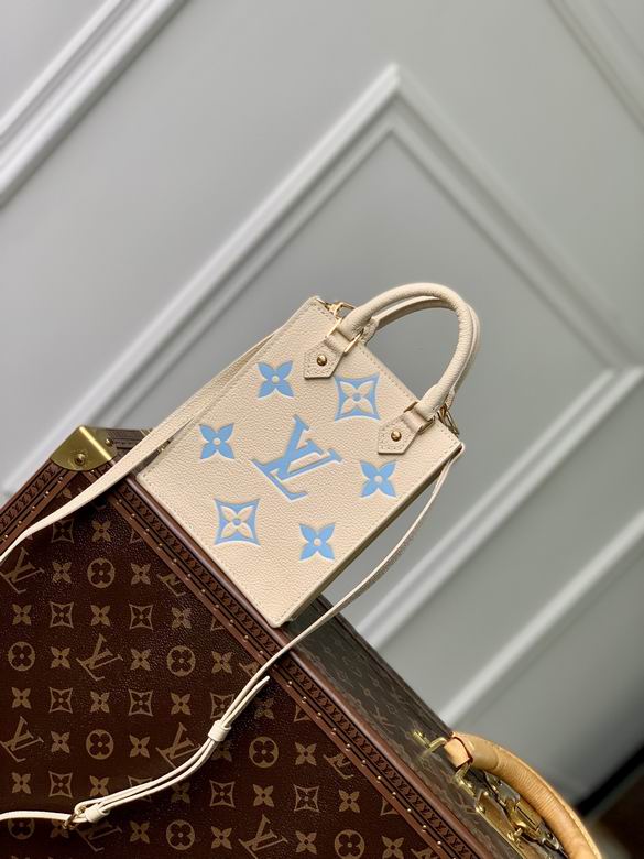 Louis Vuitton Petit Sac Plat Mini Tote in Cream and Blue Monogram Empreinte