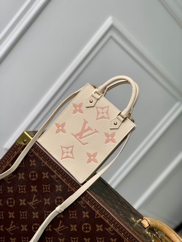 Louis Vuitton Petit Sac Plat Mini Tote in Cream and Pink Monogram Leather