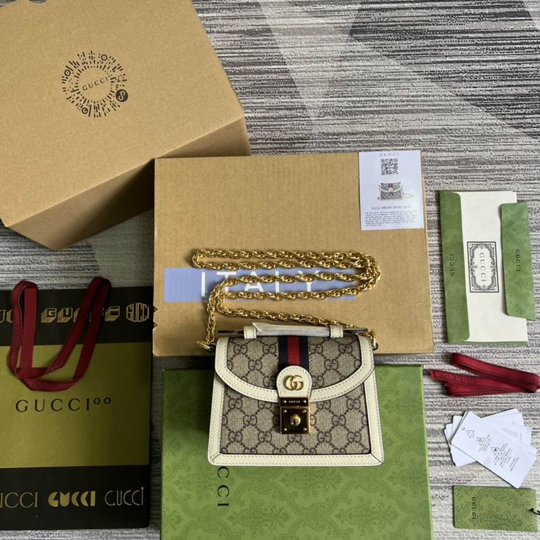 Gucci Ophidia Mini Top-Handle Bag in GG Supreme Canvas with Web Stripe