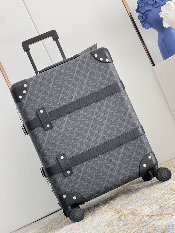 Gucci x Globe-Trotter Carry-On Rolling Suitcase in Black GG Supreme Canvas