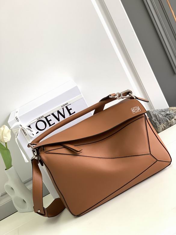Loewe Puzzle Large Geometric Shoulder Bag in Tan Calfskin Leather