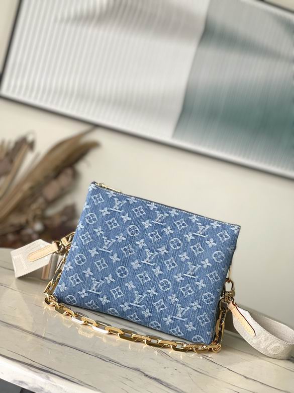 Louis Vuitton Coussin PM Chain Shoulder Bag in Blue Monogram Denim