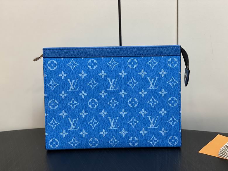 Louis Vuitton Pochette Voyage MM Zip Clutch in Blue Monogram Canvas