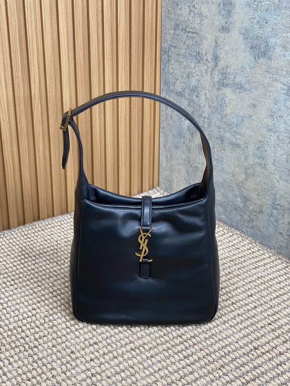 Saint Laurent Le 5 à 7 Hobo Shoulder Bag in Black Smooth Leather
