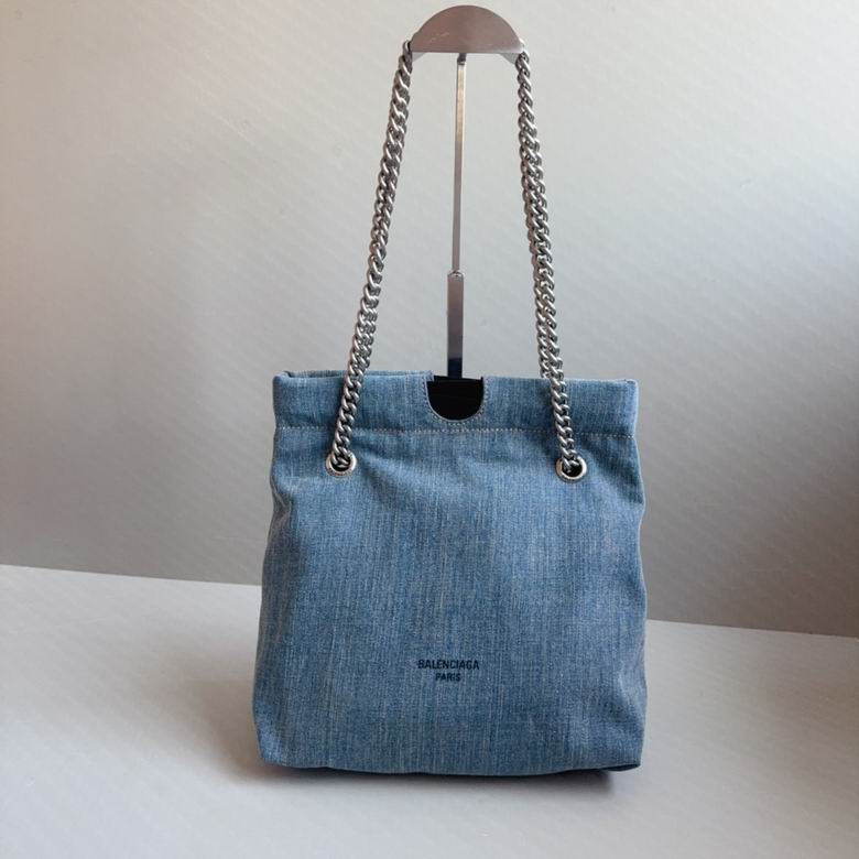 Balenciaga Crush Chain Tote Bag in Light Blue Washed Denim