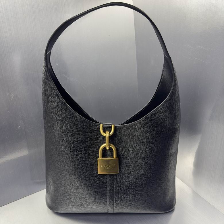 Balenciaga Locker Hobo Shoulder Bag in Black Grained Leather