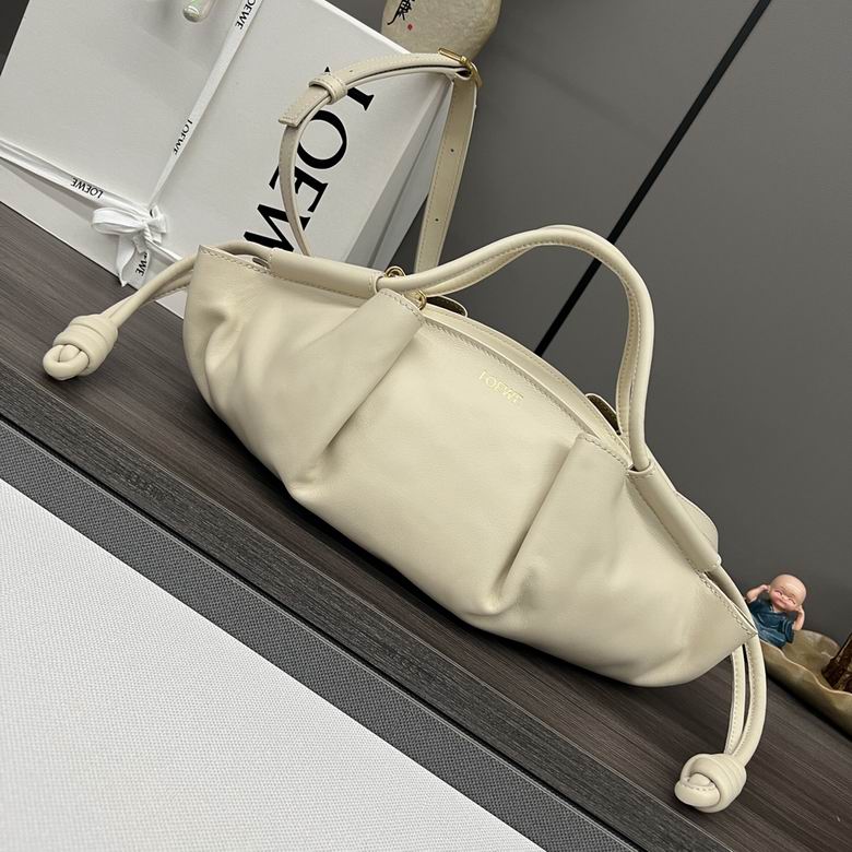 Loewe Paseo Small Top-Handle Bag in Cream Shiny Nappa Leather