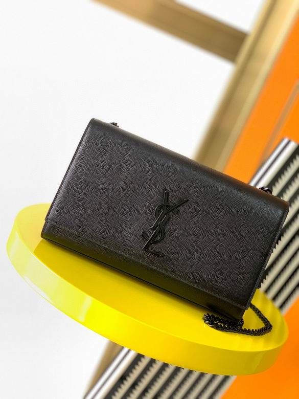 Saint Laurent Kate Small Chain Bag in Black Grained Leather