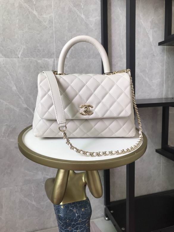 Chanel Coco Handle Small Top-Handle Flap Bag in Cream Grained Leather