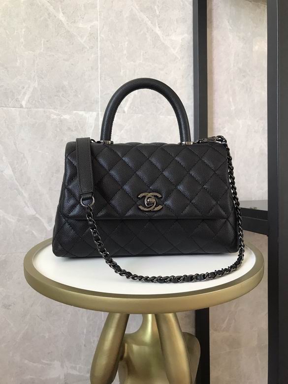 Chanel Coco Handle Small Top-Handle Flap Bag in Black Quilted Grained Leather