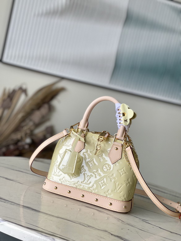 Louis Vuitton Alma BB Top-Handle Bag in Pale Yellow Monogram Vernis