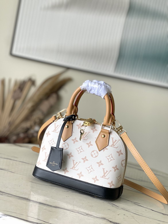 Louis Vuitton Alma BB Top-Handle Bag in White Monogram Canvas with Black Base