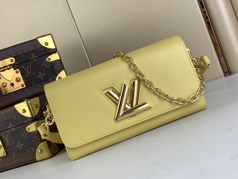 Louis Vuitton Twist Wallet on Chain Crossbody Bag in Pale Yellow Epi Leather