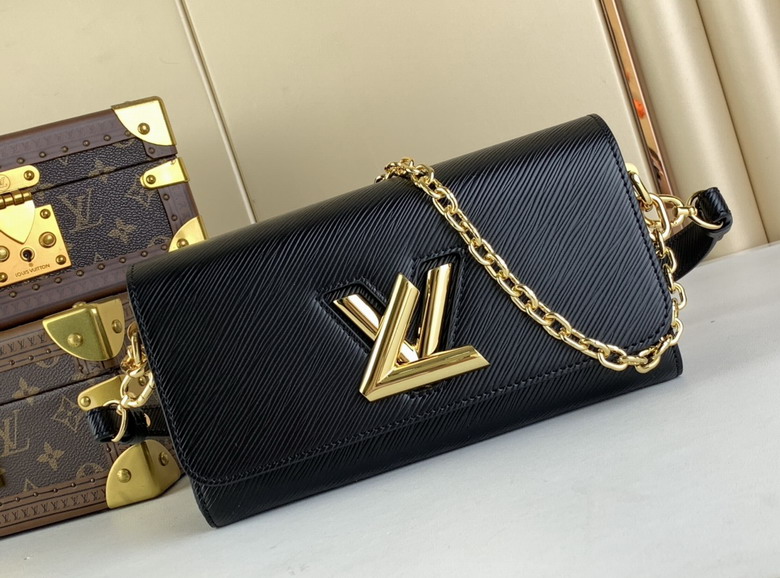 Louis Vuitton Twist East West Chain Shoulder Bag in Black Epi Leather