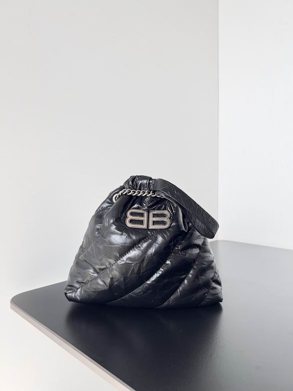 Balenciaga Crush Small Chain Bag in Black Quilted Crinkled Leather