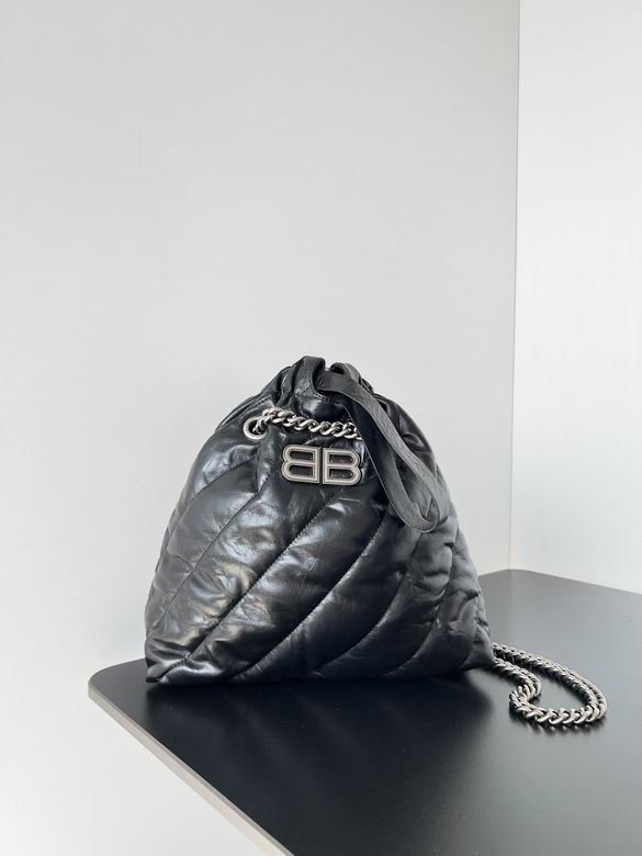 Balenciaga Crush Small Drawstring Bucket Bag in Black Quilted Leather