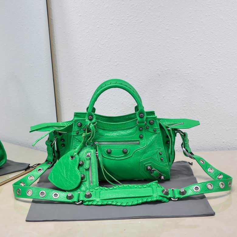 Balenciaga Neo Cagole Top-Handle Bag in Bright Green Crinkled Leather