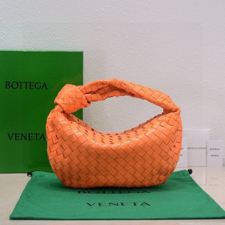 Bottega Veneta Jodie Knotted Hobo Bag in Orange Intrecciato Leather