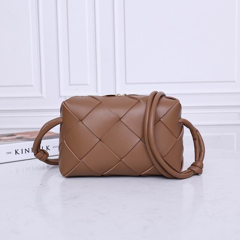 Bottega Veneta Cassette Intrecciato Crossbody Bag in Camel Brown Leather