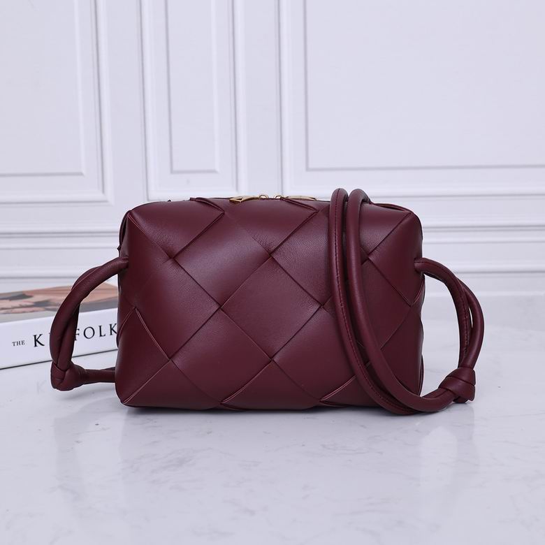 Bottega Veneta Cassette Crossbody Bag in Burgundy Intrecciato Leather