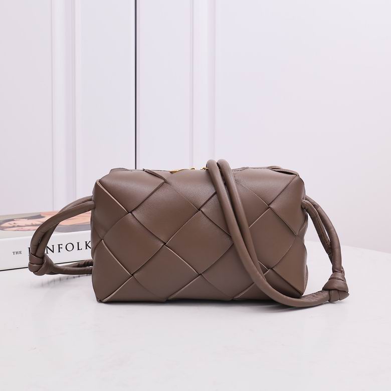 Bottega Veneta Cassette Intrecciato Crossbody Bag in Taupe Leather