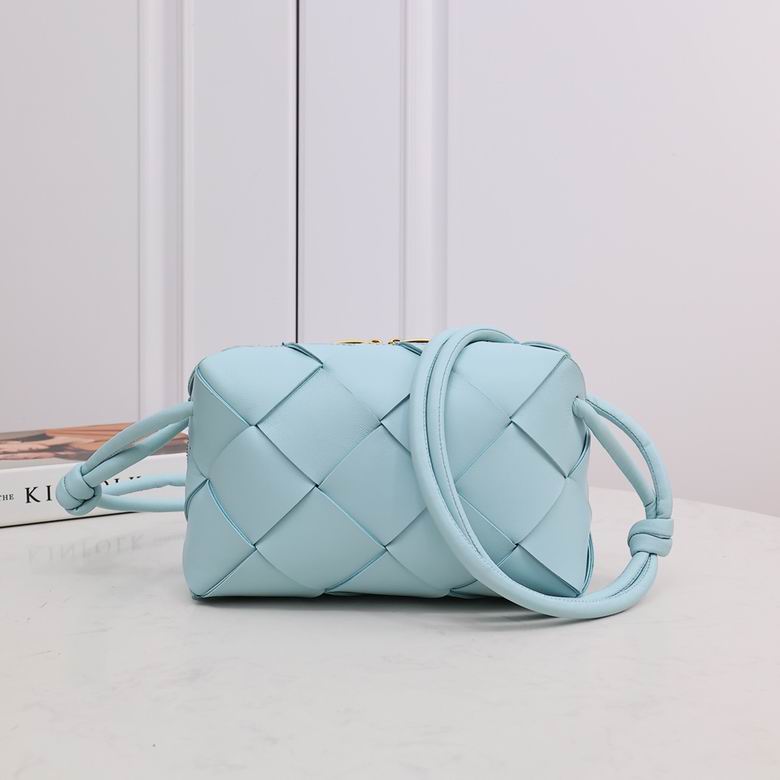 Bottega Veneta Cassette Intrecciato Crossbody Bag in Light Blue Leather