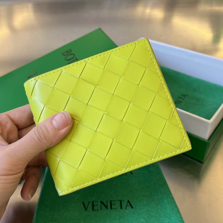 Bottega Veneta Intrecciato Bi-Fold Wallet in Lime Yellow Woven Leather