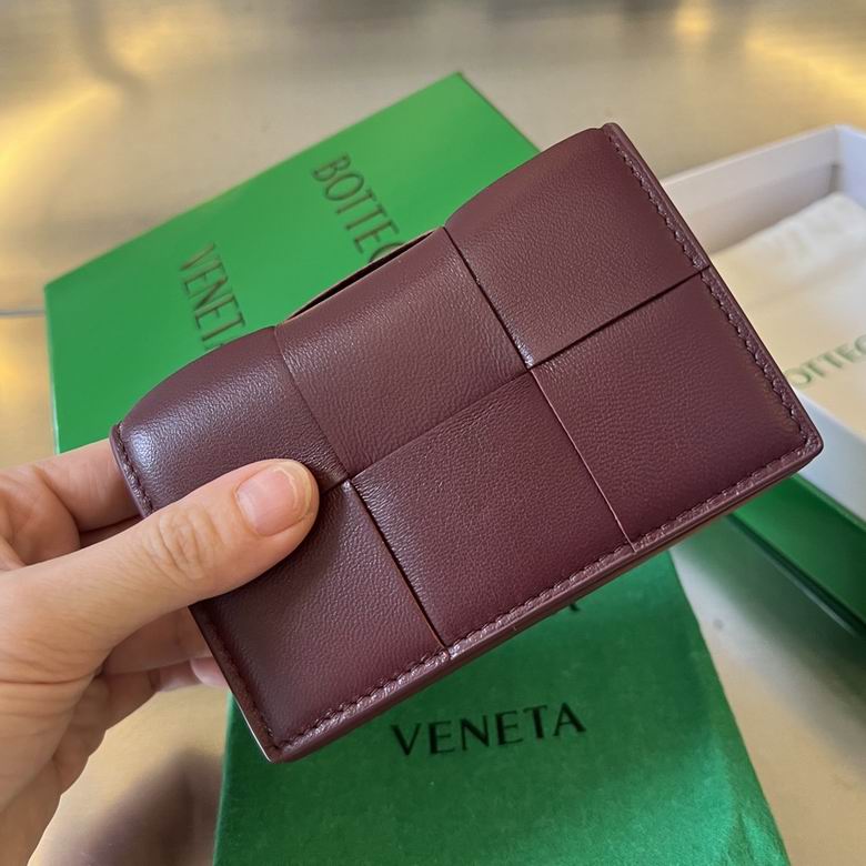 Bottega Veneta Cassette Intrecciato Card Case in Burgundy Leather