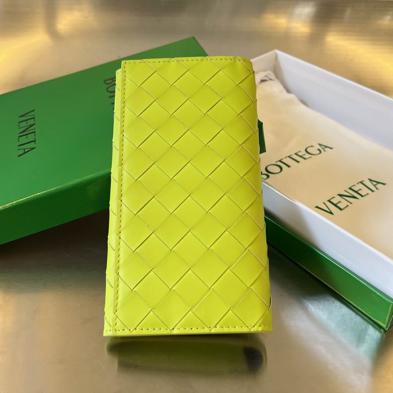 Bottega Veneta Intrecciato Long Bifold Wallet in Lime Yellow Woven Leather
