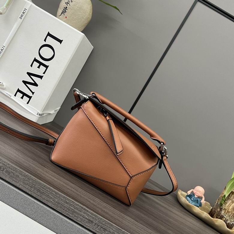 Loewe Puzzle Mini Top-Handle Crossbody Bag in Tan Smooth Calfskin