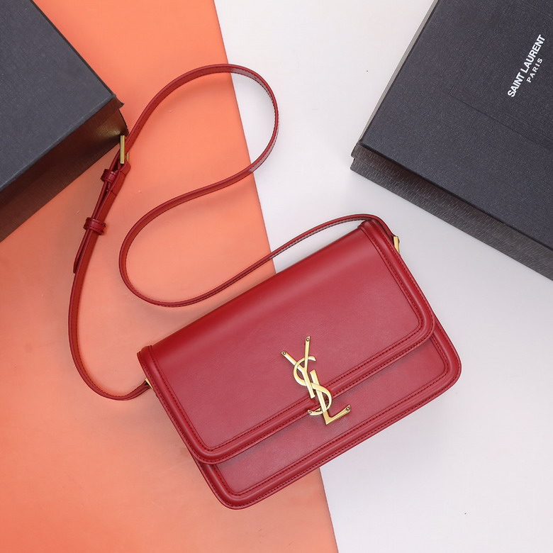 Saint Laurent Solferino Medium Shoulder Bag in Red Smooth Leather