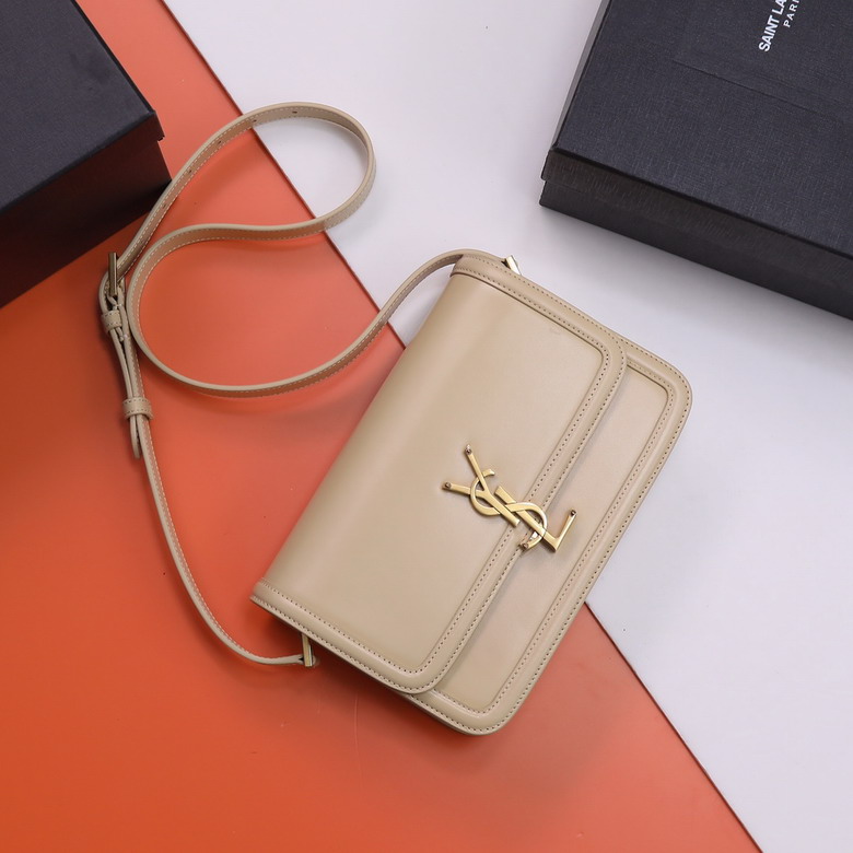 Saint Laurent Solferino Medium Shoulder Bag in Beige Smooth Leather