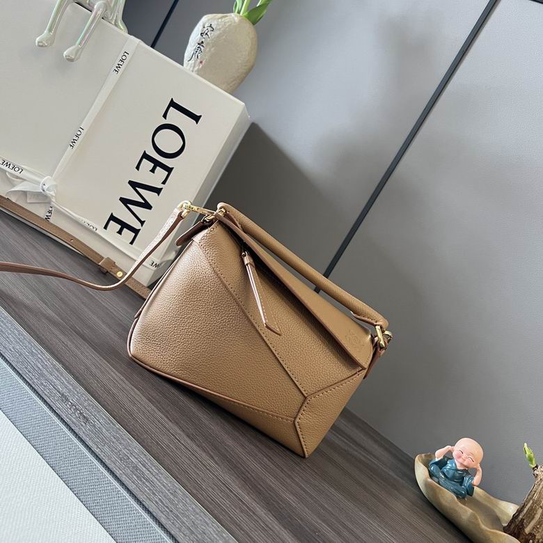 Loewe Puzzle Mini Top-Handle Crossbody Bag in Tan Grained Calfskin