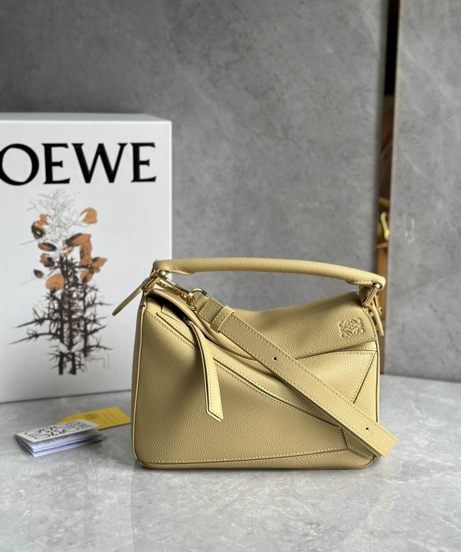 Loewe Puzzle Small Top-Handle Bag in Pale Yellow Grained Calfskin